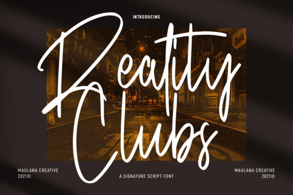 Reality Clubs: A Signature Script Font for Editorial Elegance